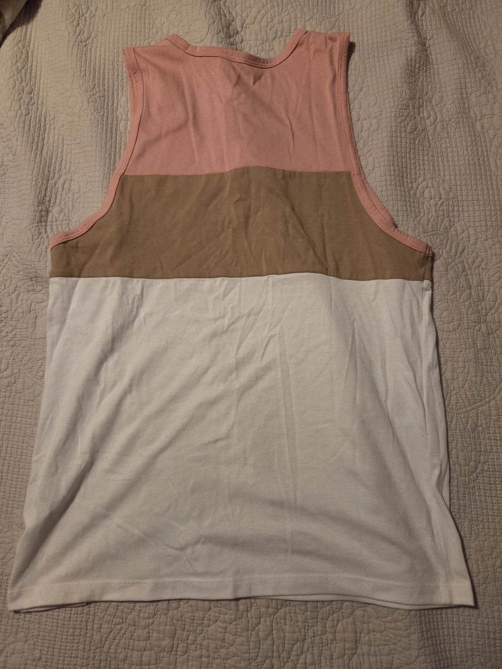 Free Planet Mens Colorblock Tank Top - Salmon, Tan & White